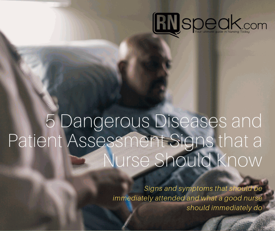 5 Dangerous Diseases and Patient Assessment Signs that a Nurse Should Know 1 dangerous patient assessment signs